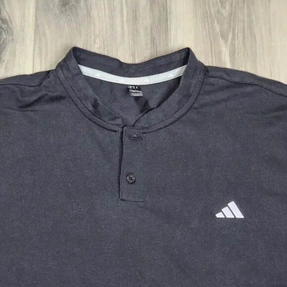 Adidas Polo Men's 2XL Black Go-To Henley Short Sleeve New - Picture 7 of 10